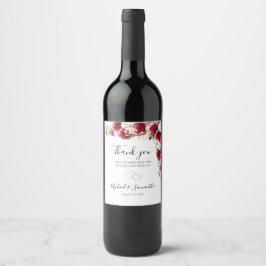 Rótulo De Garrafa De Cerveja Casamento com Rosa Elegante e Rosas Vermelhas