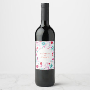 Rótulo De Garrafa De Cerveja Casamento com Teal de Melancia de Flores