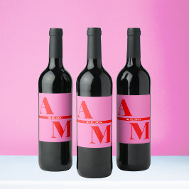 Rótulo De Garrafa De Cerveja Casamento com Tipografia Branca Retro-Rosa Vermelh