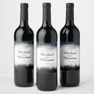 Rótulo De Garrafa De Cerveja Casamento com vegetação nebulosa mínima