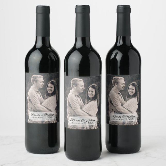 Rótulo De Garrafa De Cerveja Casamento Contemporâneo Chic (Garrafas)