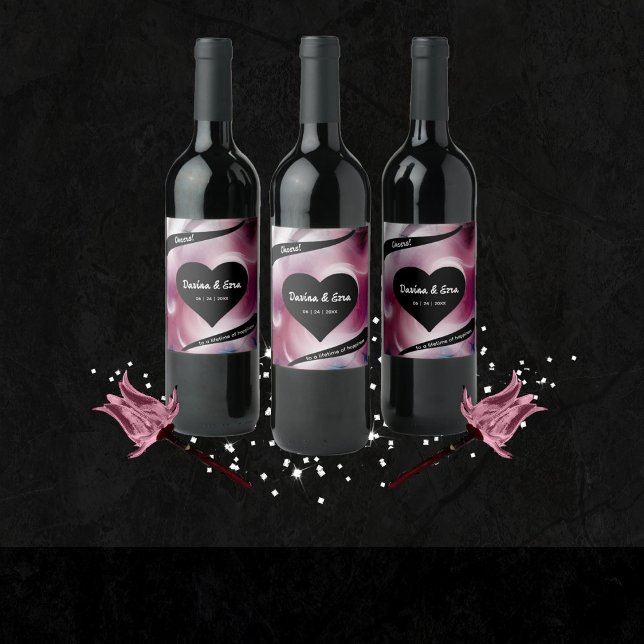 Rótulo De Garrafa De Cerveja Casamento Cor de Água Válida Rosa (Criador carregado)