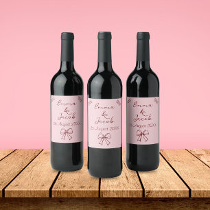 Rótulo De Garrafa De Cerveja Casamento Cor-de-Rosa Simples