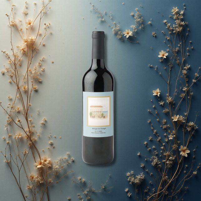 Rótulo De Garrafa De Cerveja casamento costeiro-mediterrânico do mar (Criador carregado)