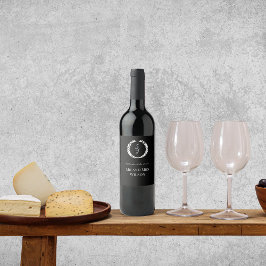 Rótulo De Garrafa De Cerveja Casamento da Terra do Monograma Preto Elegante