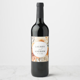 Rótulo De Garrafa De Cerveja Casamento de Aquarela Floral de outono Elegante
