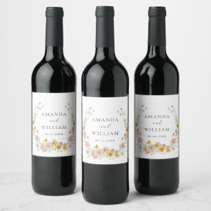 Rótulo De Garrafa De Cerveja Casamento de Arco Rosa de Flor Selvagem Elegante