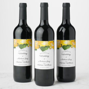 Rótulo De Garrafa De Cerveja Casamento de Arte de Flor Amarelo Belo Hibiscus