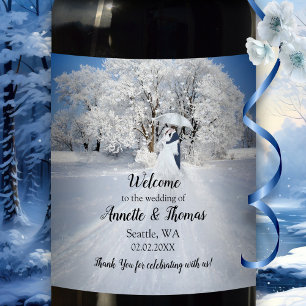 Rótulo De Garrafa De Cerveja Casamento de Belas Artes da Wonderland de inverno