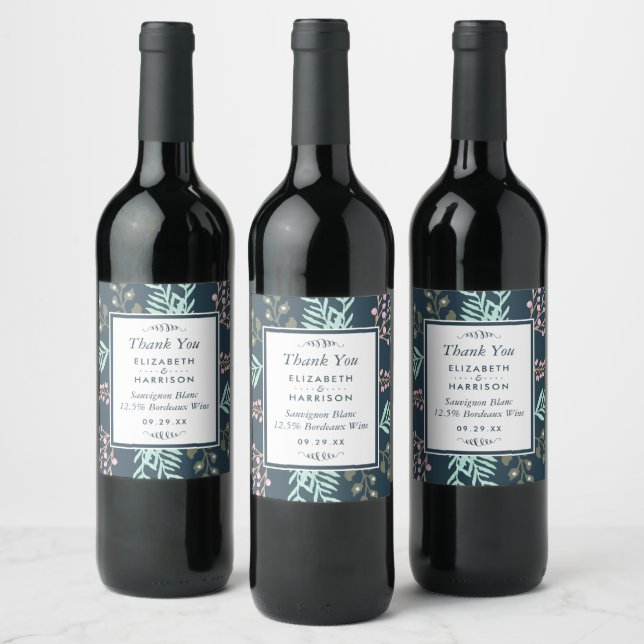 Rótulo De Garrafa De Cerveja Casamento de Berry Botânico Whimsical (Garrafas)