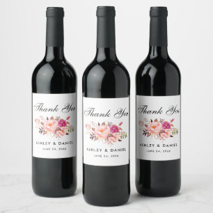 Rótulo De Garrafa De Cerveja Casamento De Blush De Cor Floral De Água
