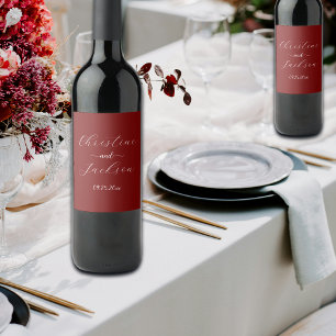 Rótulo De Garrafa De Cerveja Casamento de Borgonha Elegante