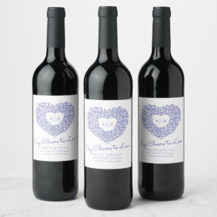 Rótulo De Garrafa De Cerveja Casamento de buquê de tulipa branca de tinta azul