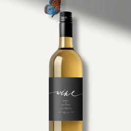 Rótulo De Garrafa De Cerveja Casamento de Caligrafia Moderna Elegante Preta e B