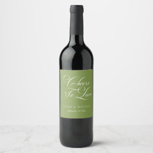 Rótulo De Garrafa De Cerveja Casamento de Caligrafia Verde Marfim Clássico