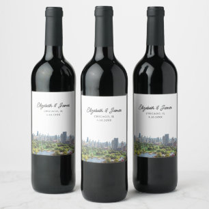 Rótulo De Garrafa De Cerveja Casamento de Chicago Personalizado
