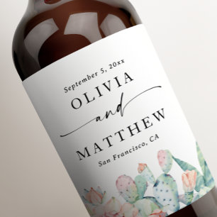 Rótulo De Garrafa De Cerveja Casamento de coloração d'água do Pastel rosa flora