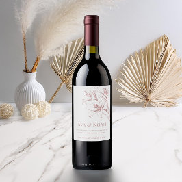 Rótulo De Garrafa De Cerveja Casamento de Contorno de Lily Rosa