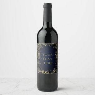 Rótulo De Garrafa De Cerveja Casamento de Coral Elegante Dourado e Azul Escuro