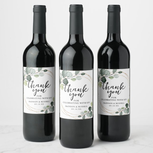 Rótulo De Garrafa De Cerveja Casamento de Eucalipto Dourado (Garrafas)