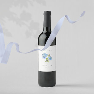 Rótulo De Garrafa De Cerveja Casamento de Evento de Hydrangea Azul Chic