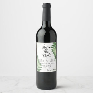 Rótulo De Garrafa De Cerveja Casamento de Fern Verde Minimalista