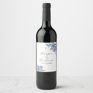 Rótulo De Garrafa De Cerveja Casamento de Flores da Primavera Azul