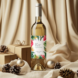 Rótulo De Garrafa De Cerveja Casamento de Flores de Oases Tropicais