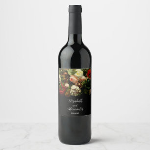 Rótulo De Garrafa De Cerveja Casamento de flores florais elegantes e românticas