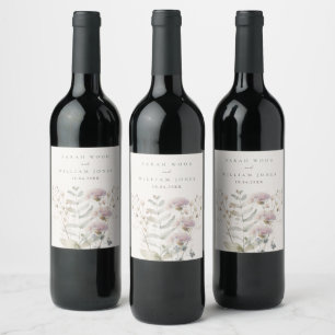 Rótulo De Garrafa De Cerveja Casamento de flores rosadas
