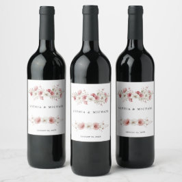 Rótulo De Garrafa De Cerveja Casamento de Flores Silvestres Rosa