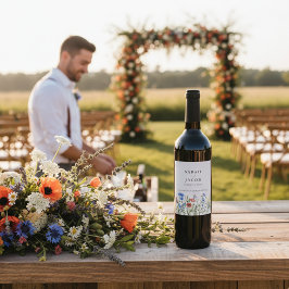 Rótulo De Garrafa De Cerveja Casamento de Flores Silvestres Rústicas