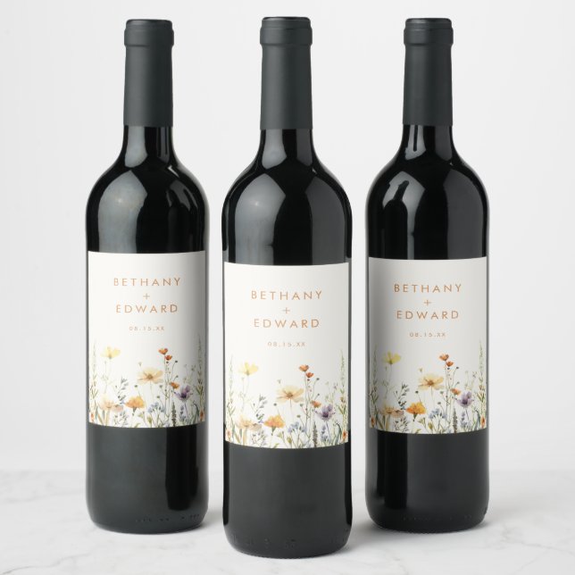 Rótulo De Garrafa De Cerveja Casamento de Flores Silvestres Rústicas (Garrafas)