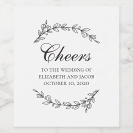 Rótulo De Garrafa De Cerveja Casamento de folhagem botânica elegante e negra