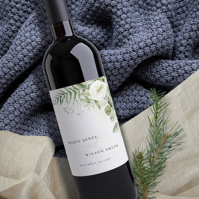 Rótulo De Garrafa De Cerveja Casamento de Foliage Fern Eucalyptus Greenery (Criador carregado)