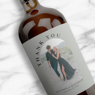 Rótulo De Garrafa De Cerveja Casamento de Foto em Arch Moderno Obrigado