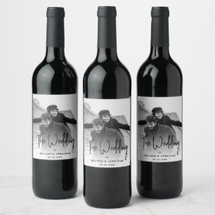 Rótulo De Garrafa De Cerveja Casamento de Fotografias com Manuscrito Negro Mini