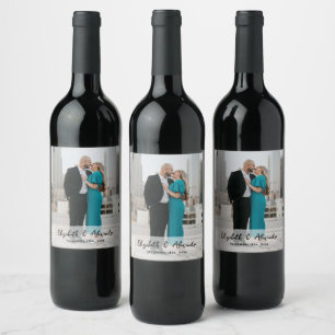 Rótulo De Garrafa De Cerveja Casamento de Fotografias com Nomes de Casais Moder