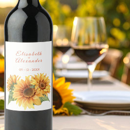 Rótulo De Garrafa De Cerveja Casamento de Girassol