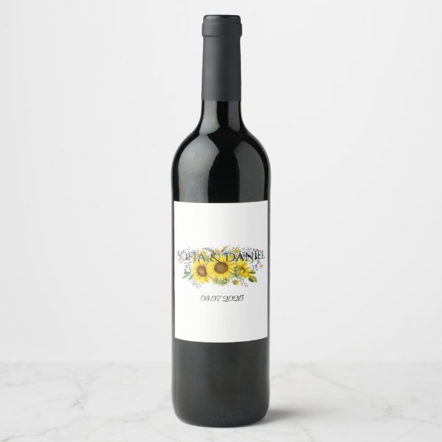 Rótulo De Garrafa De Cerveja Casamento de girassol azul-água (Frente)