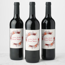 Rótulo De Garrafa De Cerveja Casamento de Grass de Pampas Florais Boho Rosa