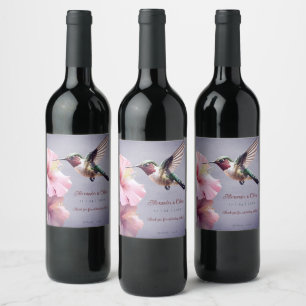 Rótulo De Garrafa De Cerveja Casamento de Hummingbird e Hibiscus   Roxa