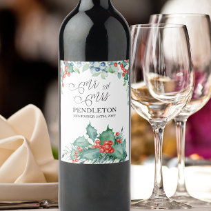 Rótulo De Garrafa De Cerveja Casamento de Inverno Azevinho e Frutas