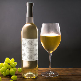 Rótulo De Garrafa De Cerveja Casamento de Inverno Floco de Neve Prateado