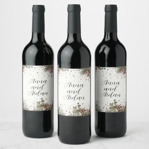Rótulo De Garrafa De Cerveja Casamento de Inverno Floral Elegante Modernidade I