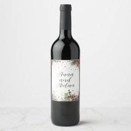 Rótulo De Garrafa De Cerveja Casamento de Inverno Floral Elegante Modernidade I