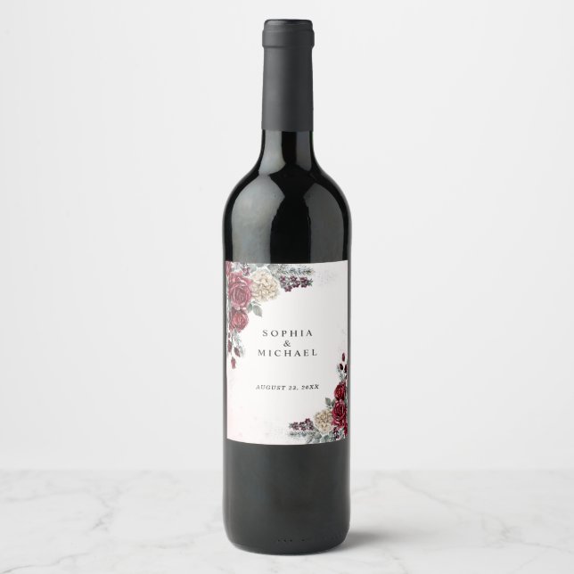 Rótulo De Garrafa De Cerveja Casamento de Inverno Rosas Congeladas  (Frente)