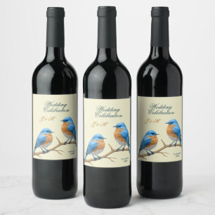 Rótulo De Garrafa De Cerveja Casamento de Ivory Pastel Lovebird Romântico Blueb