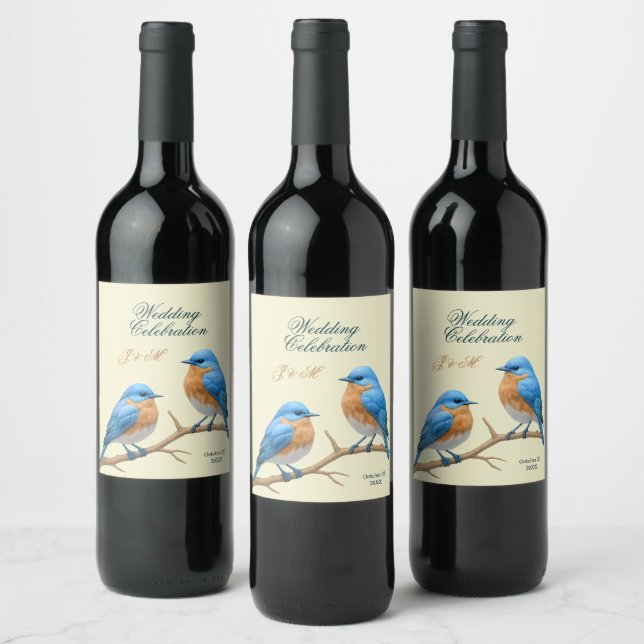 Rótulo De Garrafa De Cerveja Casamento de Ivory Pastel Lovebird Romântico Blueb (Garrafas)