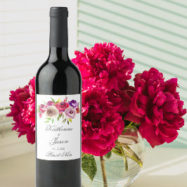 Rótulo De Garrafa De Cerveja Casamento de Jardim Romântico Floral Rosa Brilhant